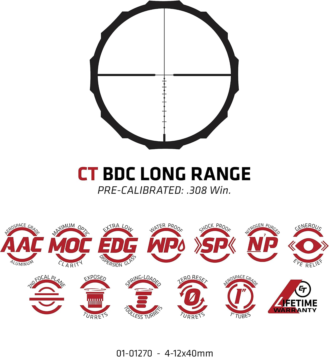 Crimson Trace Hardline Riflescope with Lightweight Solid Construction, Scope Caps and Lens Cloth for Hunting, Shooting, Tactical and Outdoor