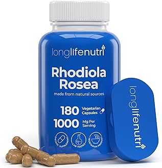 LongLifeNutri Rhodiola Rosea 500mg - 180 Vegetarian Capsules for Mental & Physical Health, Non-GMO, 3-Month Supply, Naturally Sourced & Laboratory Tested, Made in USA - Daily Wellness Supplement