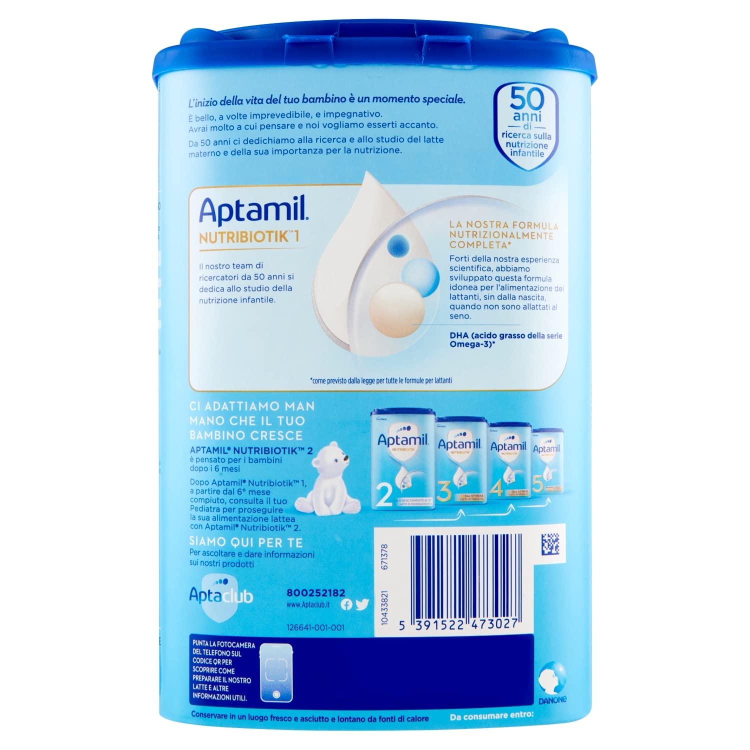 Aptamil Nutribiotik 1 Latte per Lattanti, 800g