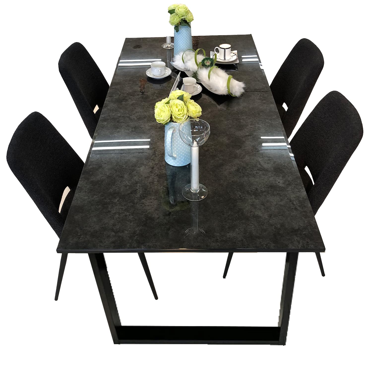 Amazon｜アルファタカバ ダイニングテーブルセット4人用 180cm ガラス 