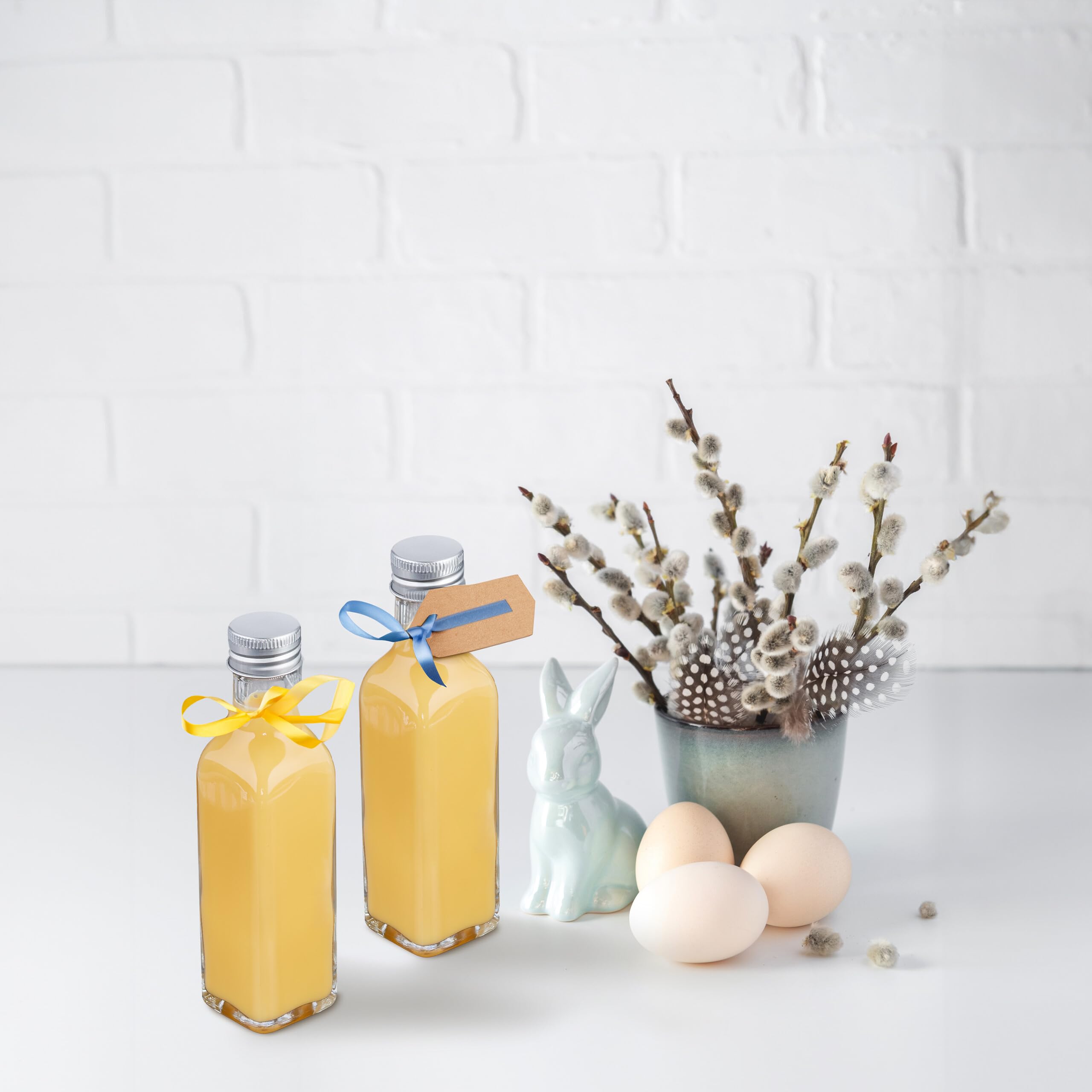 Relaxdays Małe butelki, zestaw 20 sztuk, 100 ml, szklane butelki do napełniania, zakrętki i korki, przezroczyste/srebrne