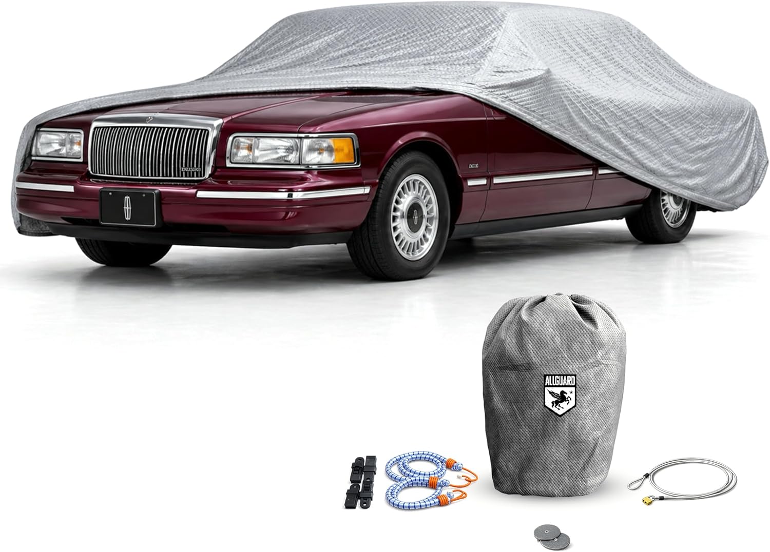 AllGuard Lincoln Town Car Cover for 2nd Gen (1990-1997), Weatherproof Shield Outdoor Car Cover for Snow, Rain & Dust, Fleece Lined, All Weather, Better Than Waterproof, 10-Year Warranty