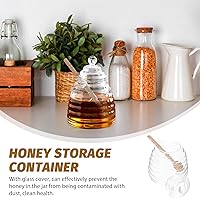 Vista 5 de Hemoton Tarro de miel de vidrio con tapa y gotero, 2 juegos de miel de cristal transparente para miel de colmena y jarabe para el hogar y la cocina
