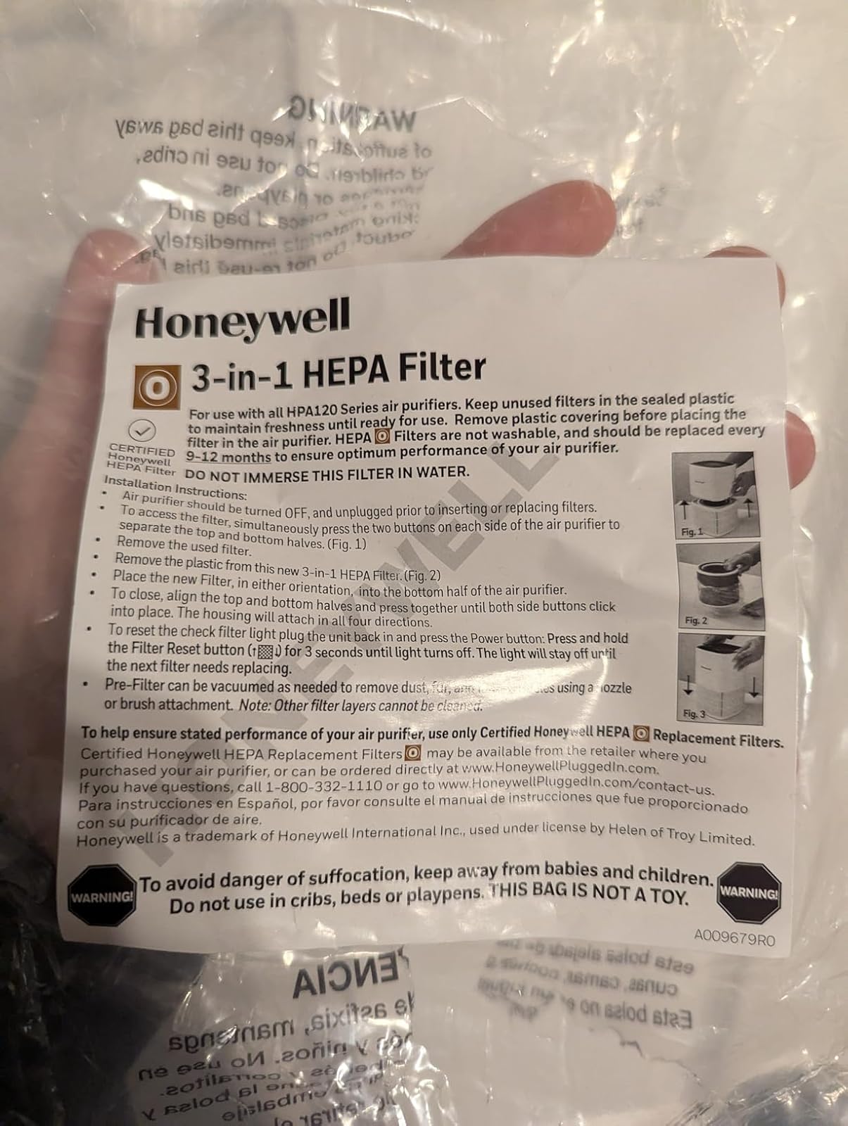 Honeywell AllergenPlus HPA125 showing the HEPA filter compartment open with filter visible