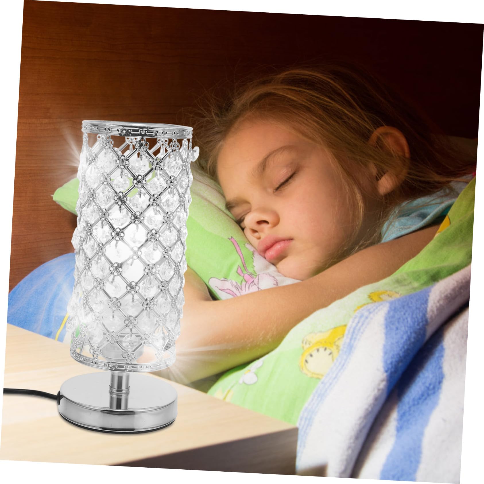 Gatuida Lámpara de Mesa de Cristal Decorativa para Salón con Luz Diseño Simple y Estructura Práctica Lámpara Interior con Interruptor y Enchufe Europeo