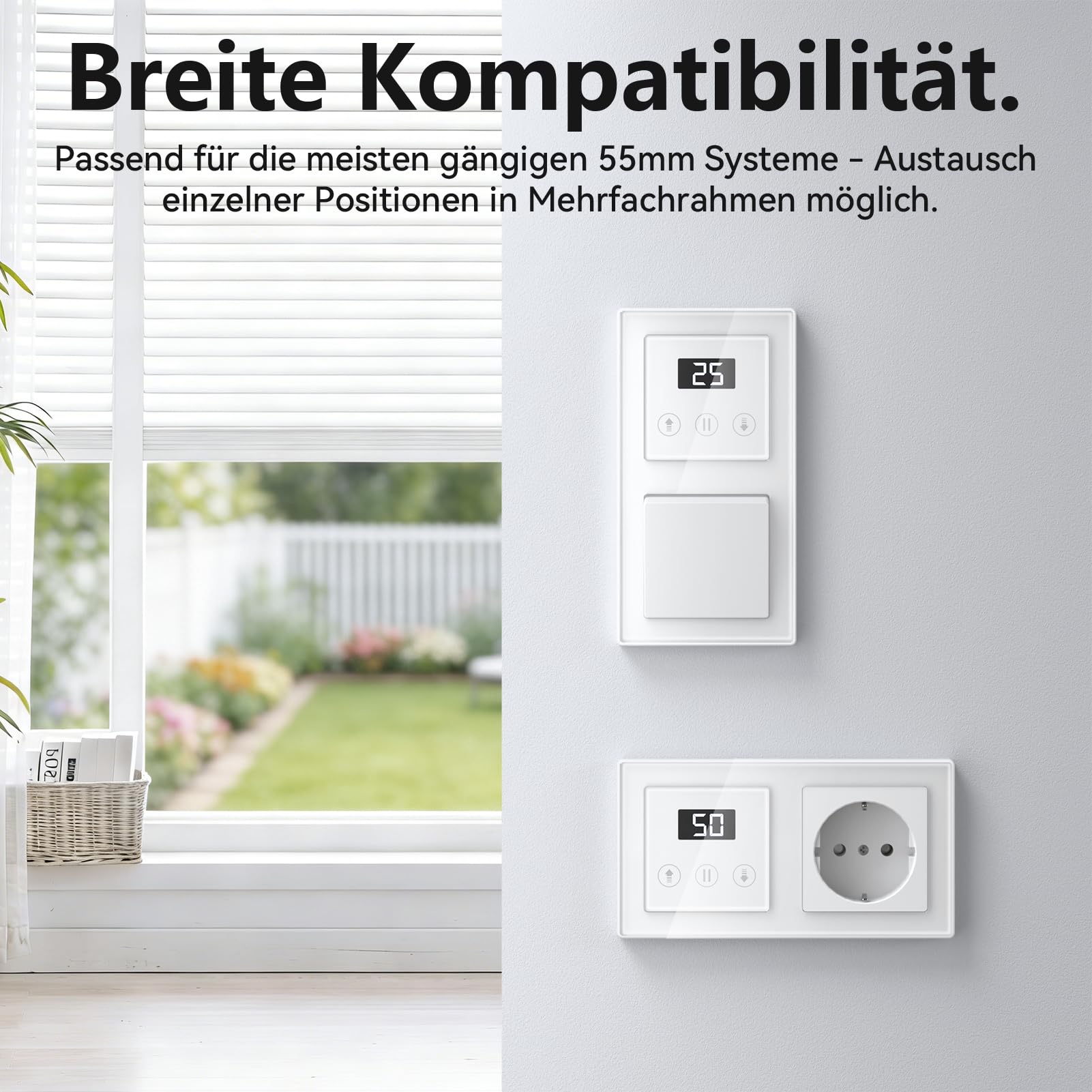 2 Fach Rolladenschalter Smart, WLAN Jalousieschalter mit Prozentuale Steuerung, Kompatibel mit Alexa/Google Home, Benötigt Nullleiter