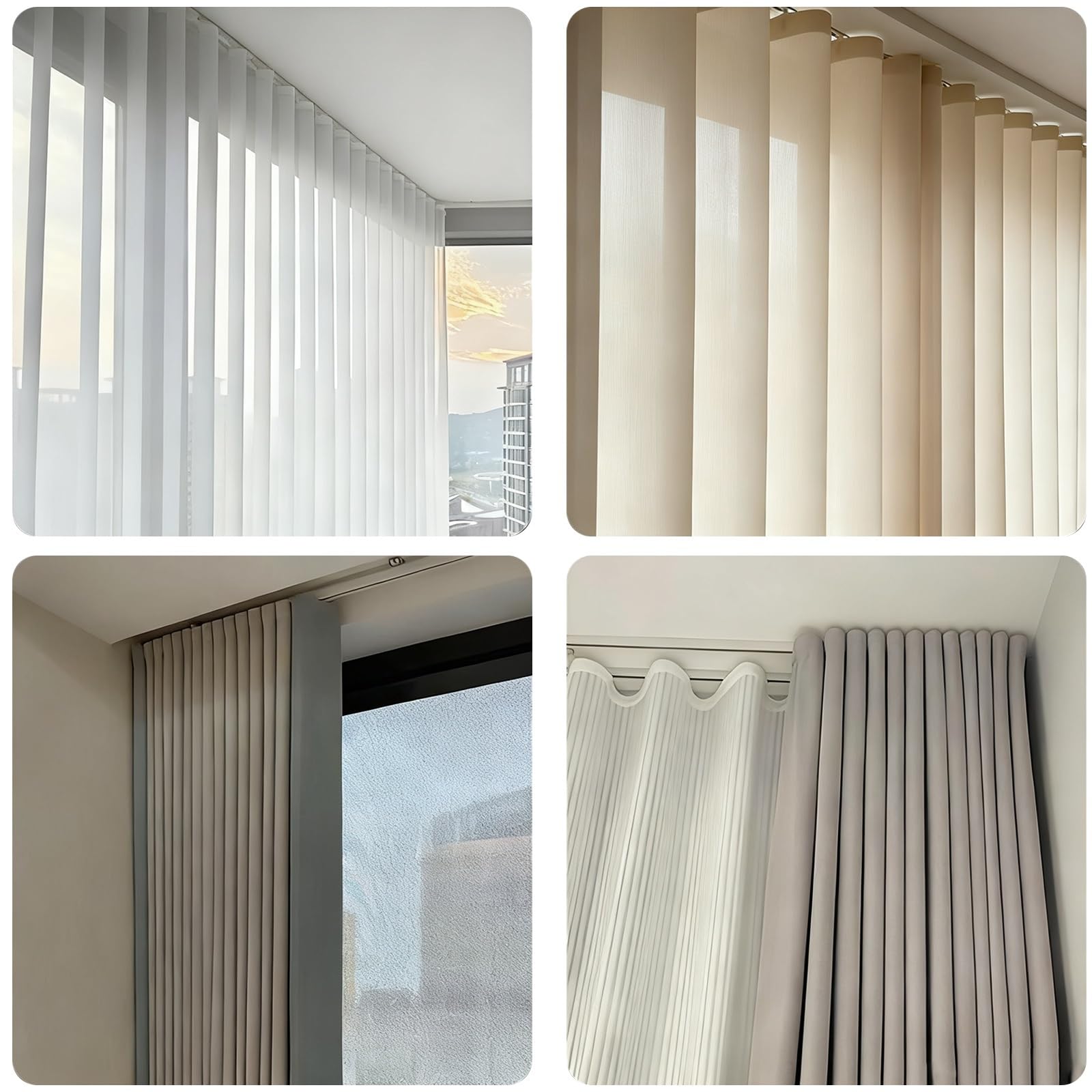Rail de rideau robuste en aluminium ondulé pour plafond ou mur pour bureau, salon, chambre à coucher – Système de rails à vagues d'eau de 330 cm
