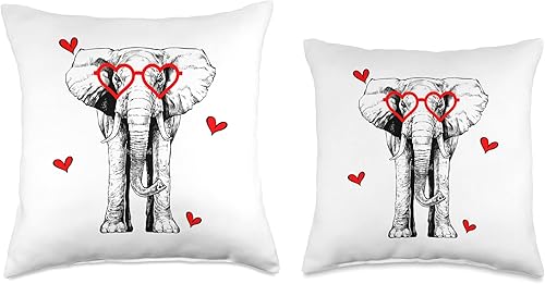 Miniatura 3 de Happy Valentines Day Elephant Safari Animal Lover Elefante con lentes de corazón para el día de San Valentín almohada para amantes de la vida