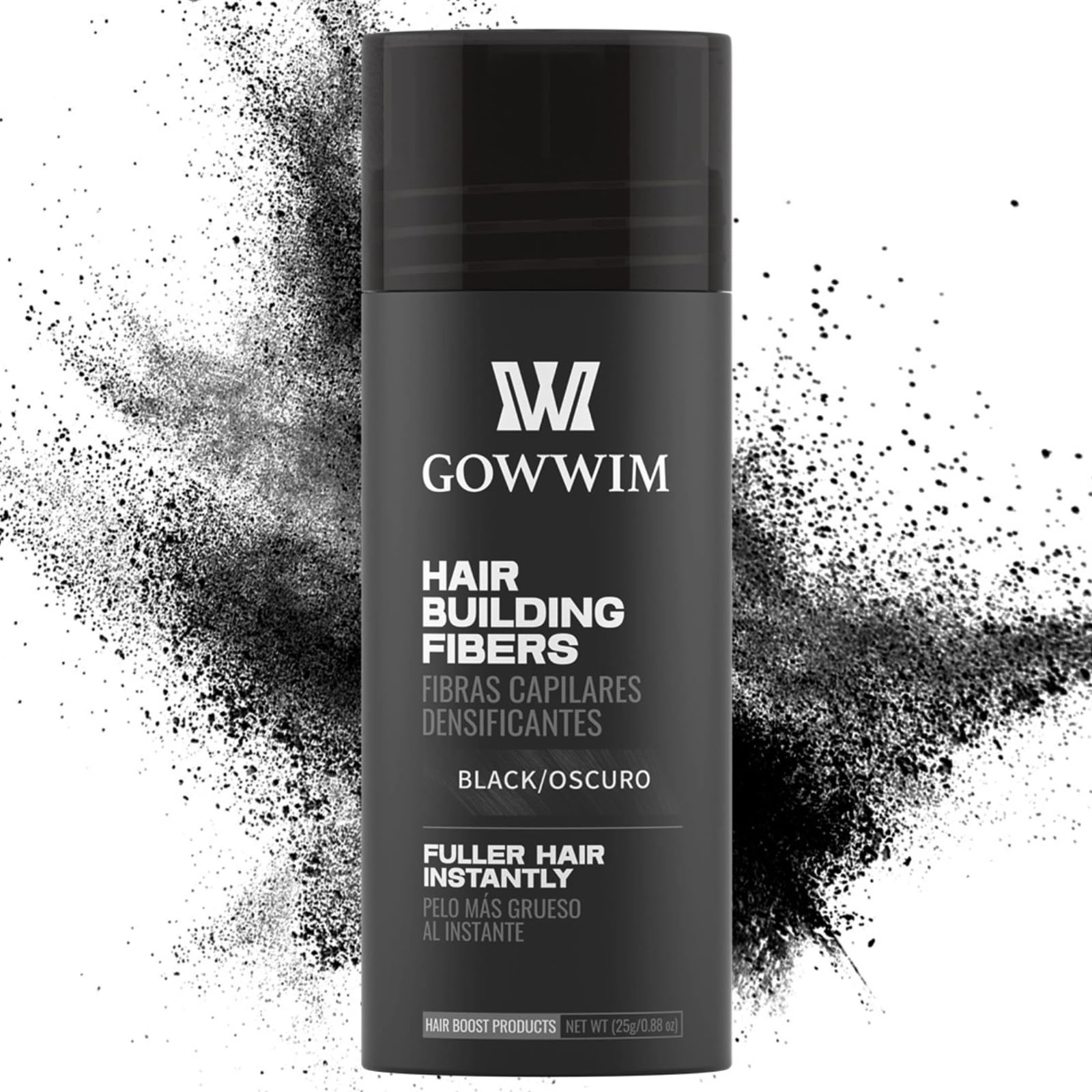gowwim Hair Fibers for Thinning Hair Building Fibers Instantly Cover Sparse Areas-Bald Spots Cover Up (black4, 0.88 Ounce (Pack of 1))