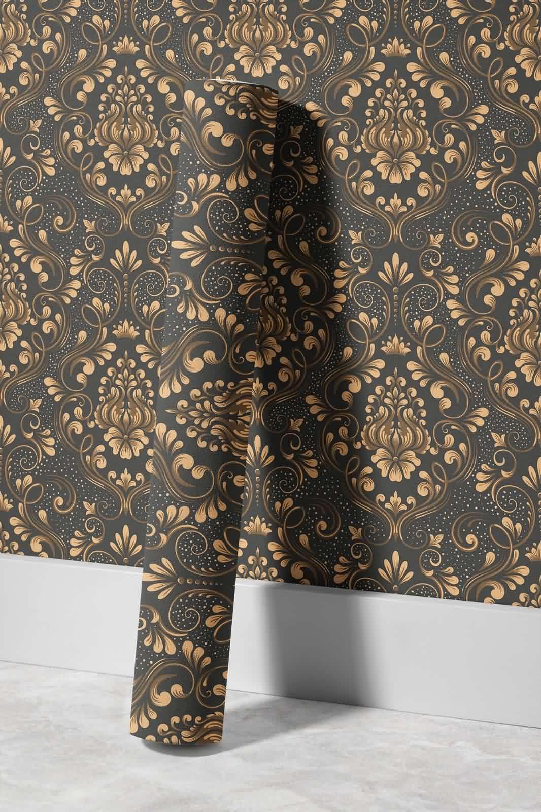 Papel pintado para sala de estar, impermeable, dorado, 45 x 1200 cm