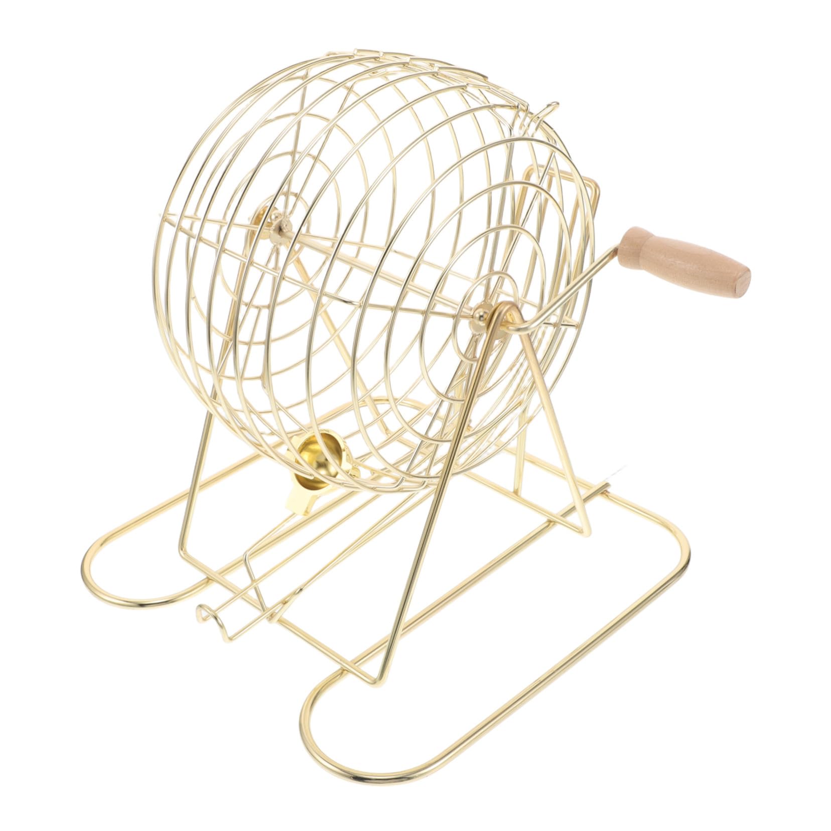 Jaula Portátil de Hierro para Bolas de Bingo y Madera para Niños