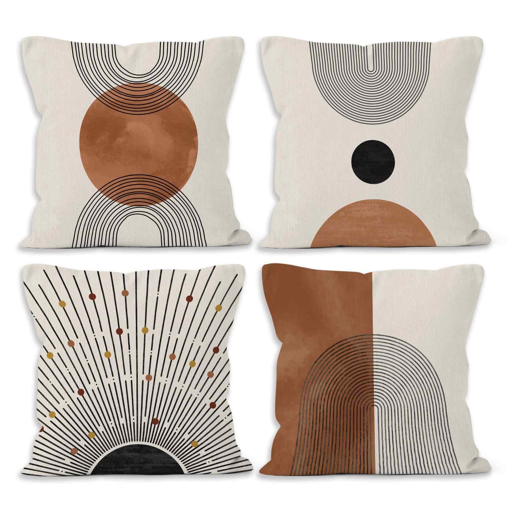 MONALET Boho Bohemia Terracotta Sun Decorative Throw Pillows Covers, Bohemian Home Decor, Rainbow Pillows Covers, Mid Century Decor Pillowcase for