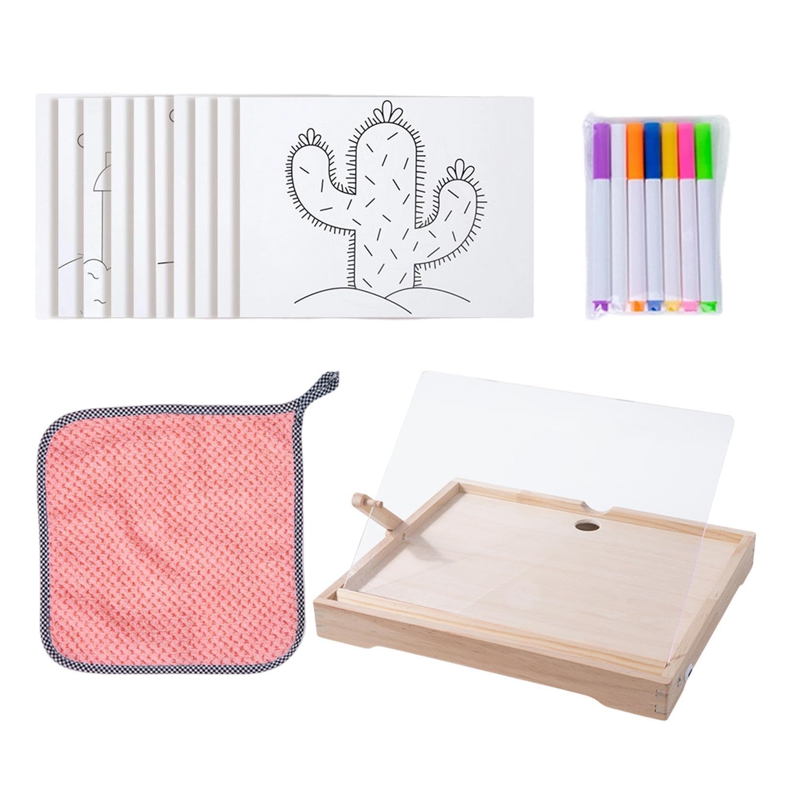 Leuchtende Zeichentafel, nachfüllbar, mit Filzstiften | LED-Schild für Kinder, für Mädchen, Jungen, Schule, Klassenzimmer, Kindergarten, Haus