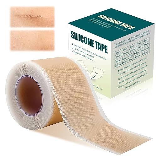 Cinta de silicona para cicatrices, láminas de gel de silicona premium (rollo de 1.6 x 60 pulgadas - 4.9 ft), parches de silicona reutilizables,