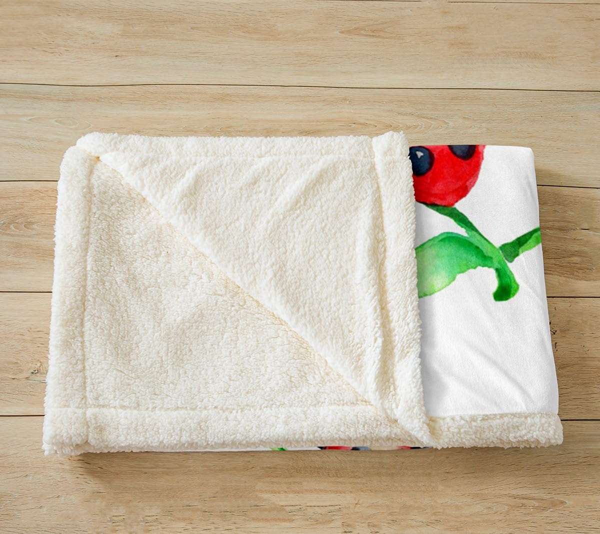 Homemissing Coperta in pile a forma di coccinella, per bambini, con fiori e coccinelle, coperta in peluche per letto e divano, coperta in pile Sherpa, decorazione per la stanza, 228 x 228 cm