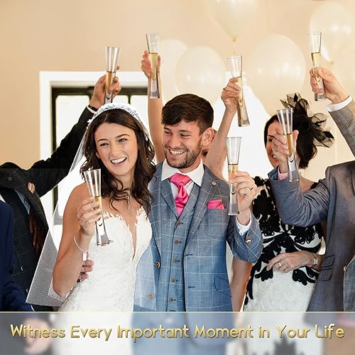 Miniatura 5 de NUTRIUPS Copas de champán de cristal transparente soplado a mano, para bodas, inauguración de la casa, tostadas, fiestas o cualquier ocasión