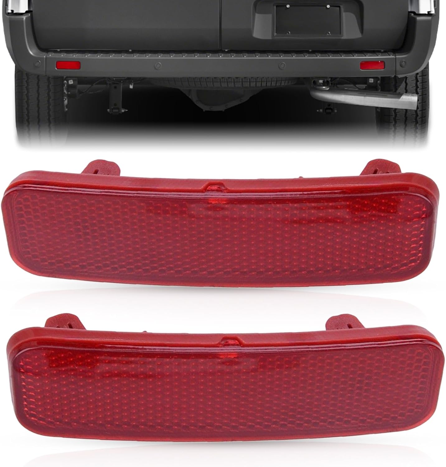Rear Bumper Reflector Tail Light, Red Lens Rear Bumper Reflector Brake Light Lamp, Compatible with Ford 2014-2022 Transit Connect, Transit-150 250 350 350 HD, Left and Right