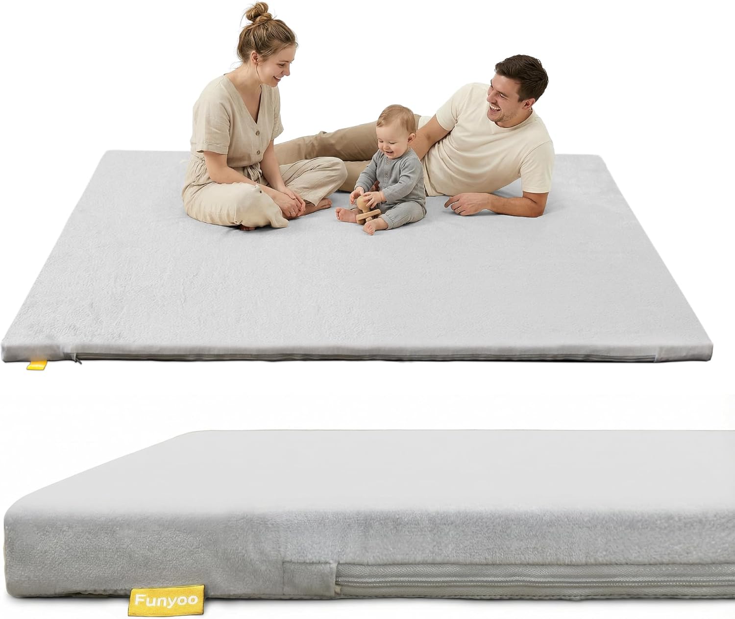 79" ×71" Padded Baby Play Mat for Floor, 1.2" Thick Machine Washable Foam Playmat, Soft Tummy Time Crawling Playpen Mat with Non-Slip Bottom, Fits 79" x71" Playpens 79"×71"×1.2"