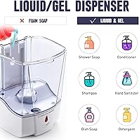 Vista 3 de Soap Dispenser Wall Mount, Automatic Hand Sanitizer Dispenser 600ml Gel n Liquid Touchless Commercial Wall Soap Dispenser for Bathroom,White-600ml