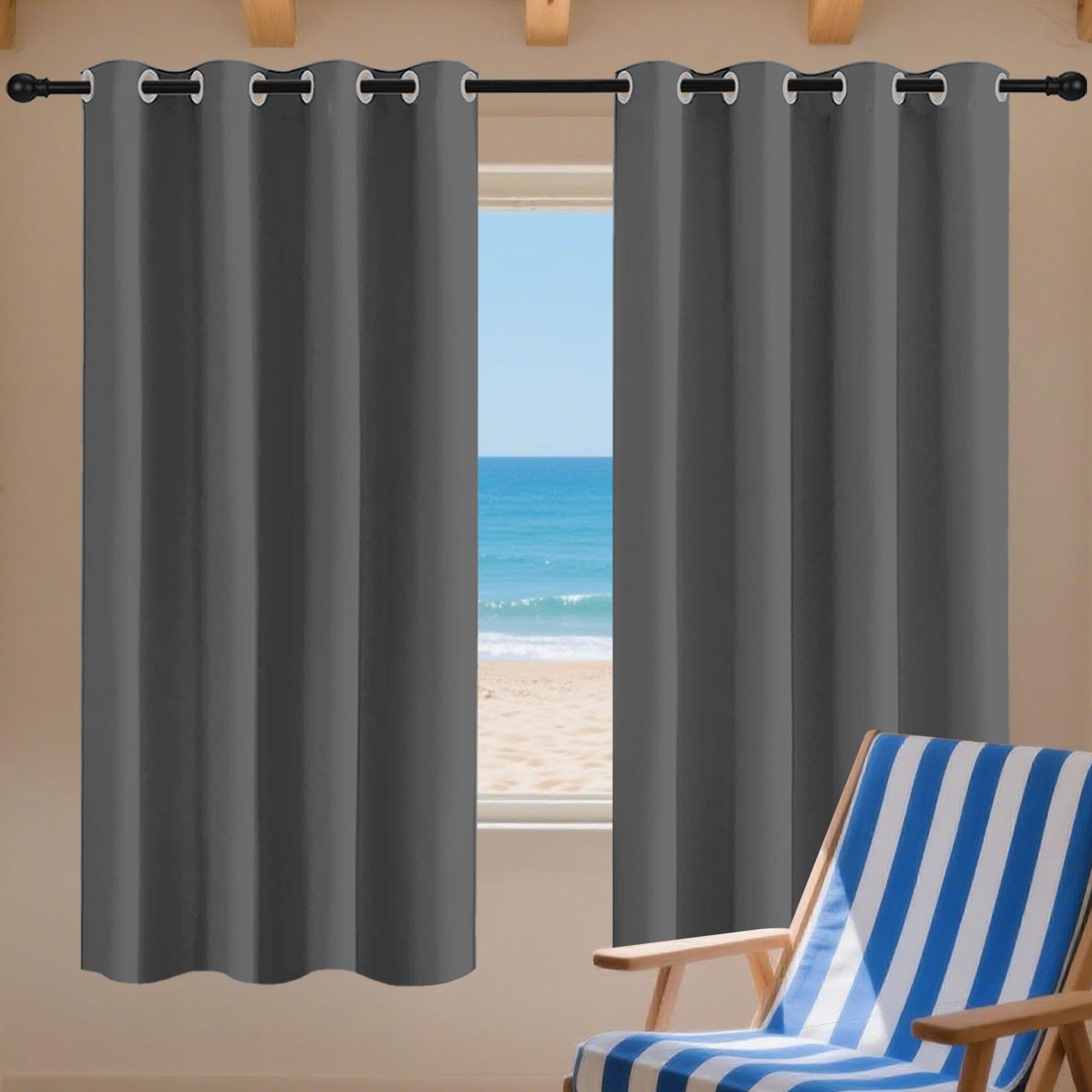 Rideau pour chambre adulte occultant gris foncé rideau de salon thermique 212x120