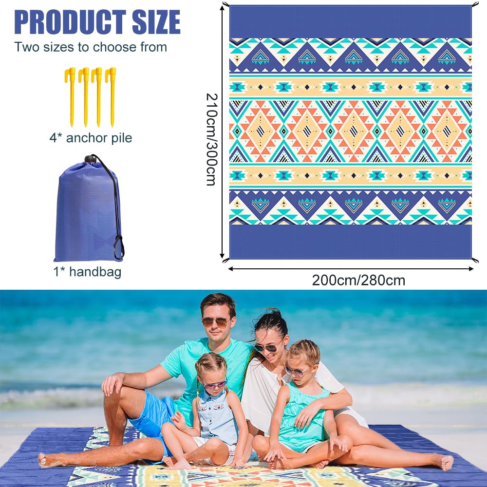 Bseical Stuoia Mare Antisabbia 280x300 cm, Coperta Impermeabile Picnic Grande, Portatile, con 4 Picchetti