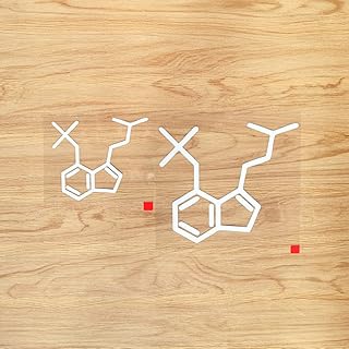 Mushroom Molecule Psilocybin Formula Sticker Decal Vinyl - 2 Pack White, 4 Inches, 6 Inches - No Background Die Cut for Car Boat Laptop