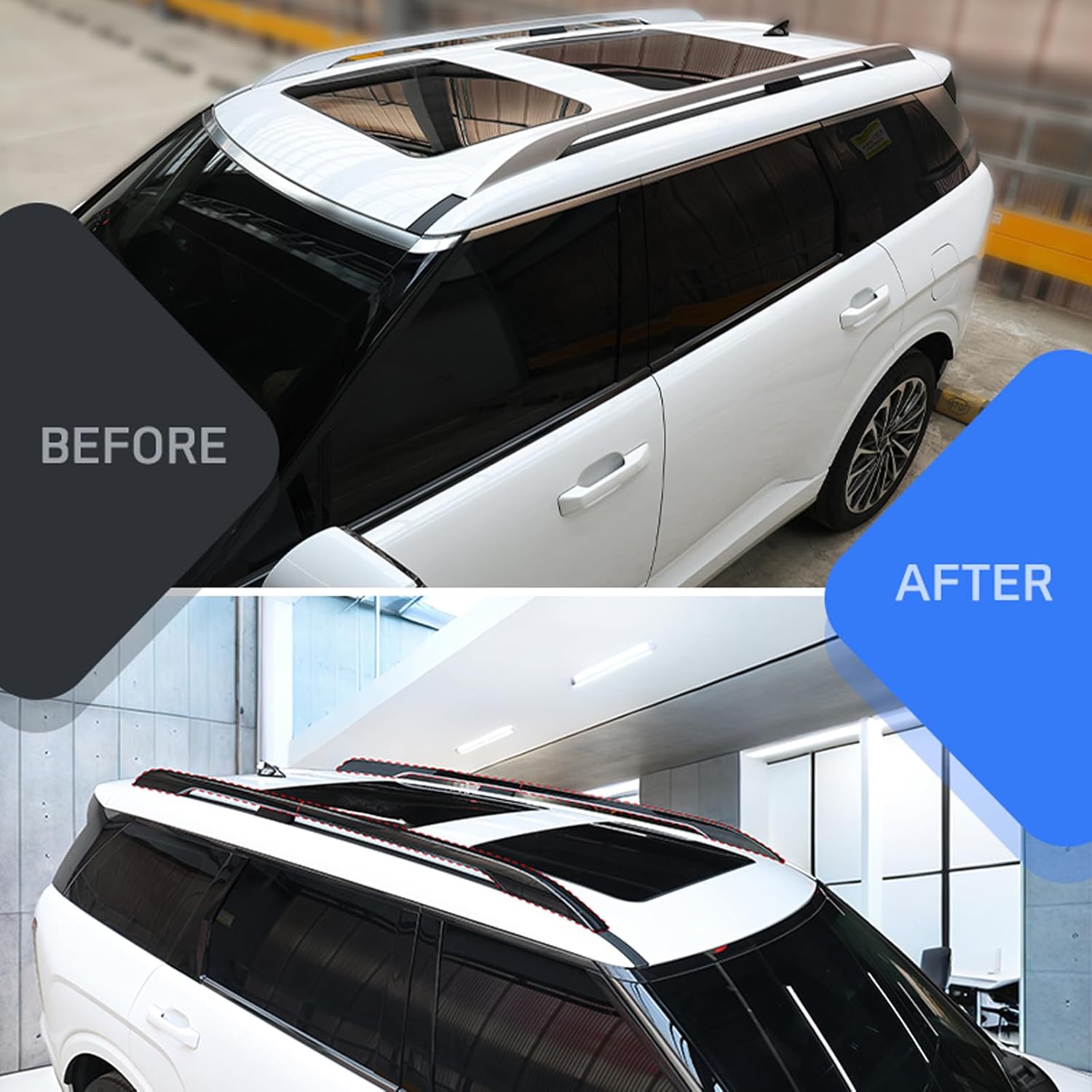 Roof Rack Cross Bars Cover Compatible with Hyundai Palisade LX3 2026, Roof Luggage Crossbar Cargo Rail Rack End Cap Protection Covers Shell Trim
