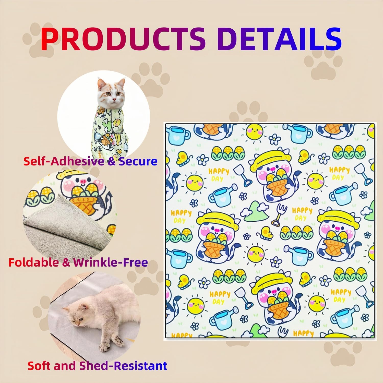 ASDTGOE Cat Wrap for Cutting Nails Cloth Burrito Wrap for Nail Clipping,Scratch and Escape Prevention,Multi-Purpose Swaddle Wrap Pet Worker (Giraffe + Lion, 21.65inchx21.65inch)