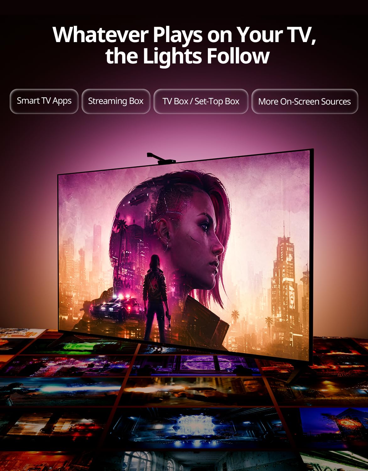 Ailofy Smart TV LED retroilluminazione con telecamera, striscia di luci LED per TV