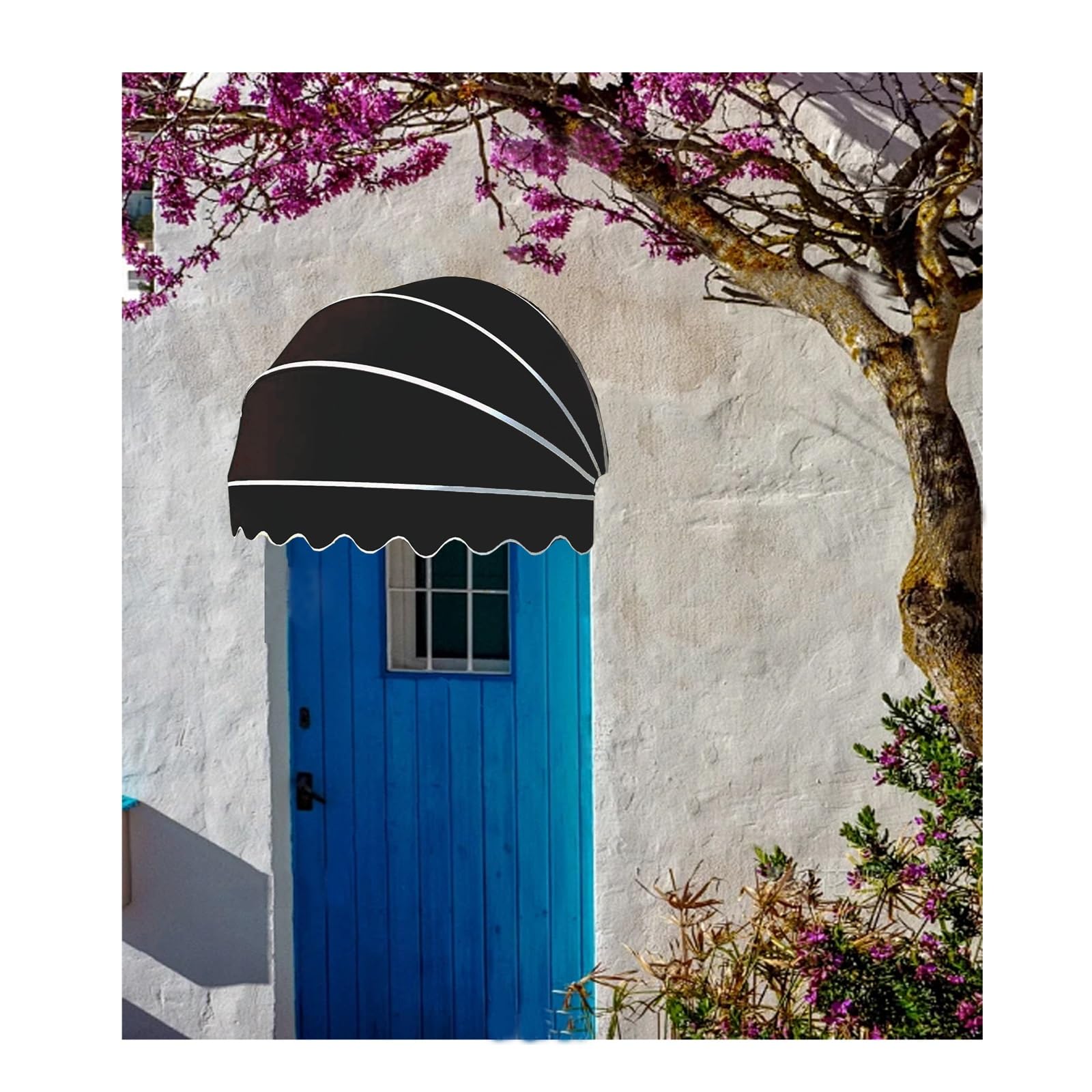 GJZQDKX Outdoor Door Canopy French Curved Awning Anti UV Canvas Dome Awning Collapsible Hemispherical Window Awning for Patio Cafes Decoration Front/Back Door Cover 135cm/53.14in Diameter