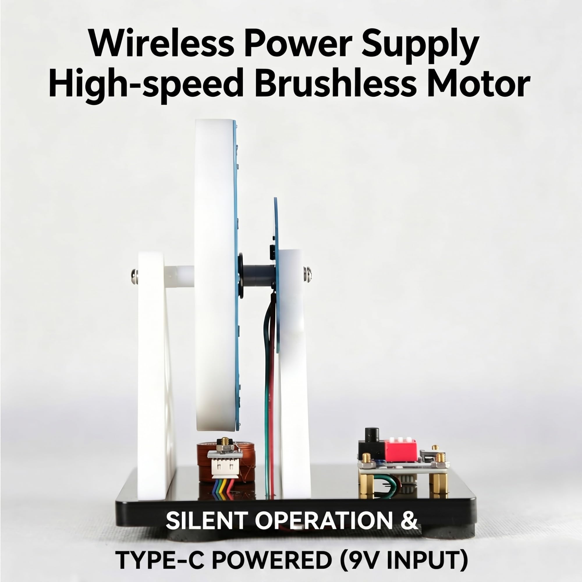 Modelo de Motor sin escobillas (brushless) con Bobina, Material didáctico para experimentos científicos, diseño con Rotor LED Alimentado por USB-C, Funcionamiento Interactivo a 1000-1500 RPM