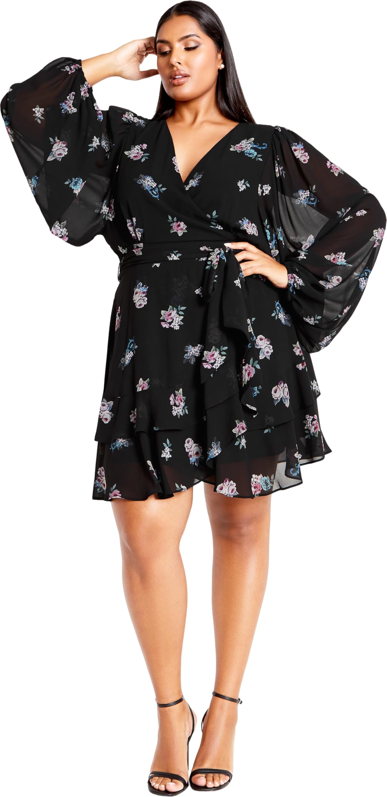 City Chic Women's Vintage Rosebud Plus Size Dress Jemina, 18