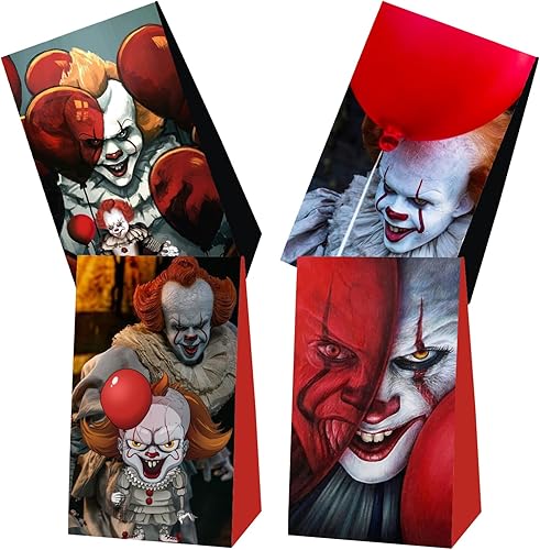 Miniatura 4 de 12 bolsas de regalo de terror IT para fiesta, suministros de fiesta de cumpleaños de terror IT para decoraciones de fiesta de cumpleaños de terror.