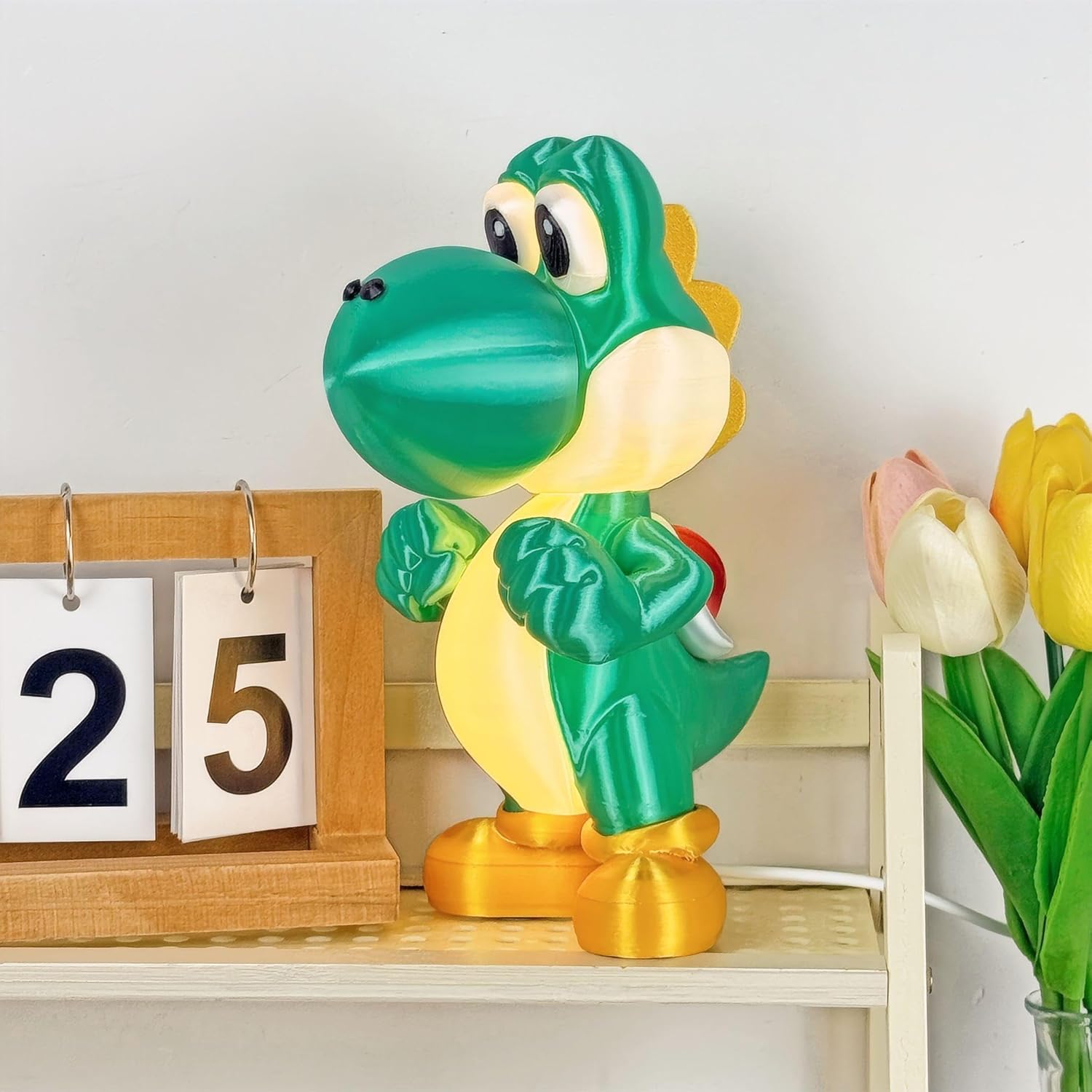 3D Printed Standing Dinosaur Lamp, Unique USB Powered Night Light with in-line Switch, Fun LED Desk Decor for Games Fans, Kids' Room, Gamer Setup, and Birthday Gifts