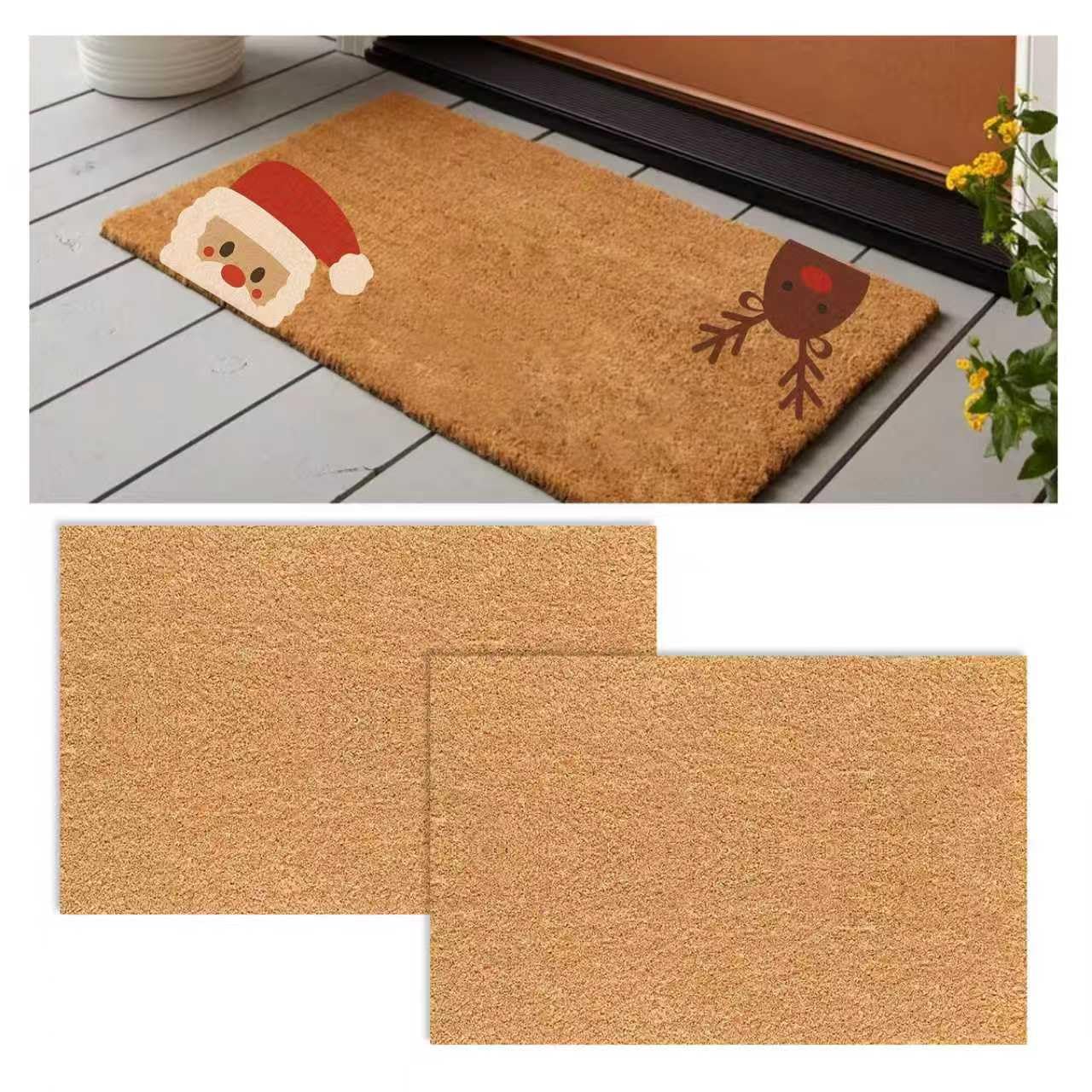 2 Pack Coir Doormat, 30x17 Inch Artificial Blank Door Mats for Crafting, Plain Door Mat for Painting, Welcome Mats for Indoor Outdoor Front Porch, Entryway, Non-Slip Rubber Backing