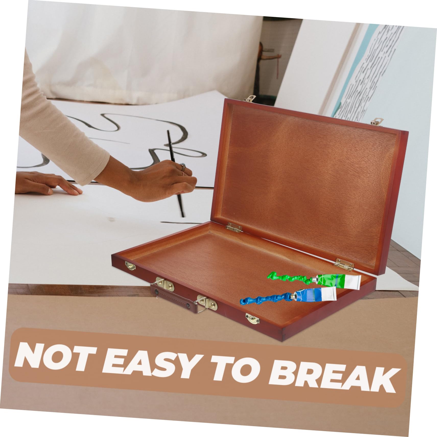 ABOOFAN Boîte de Peinture Bois Multifonctionnelle Légère Boîte à Crayons Portable Style Européen pour Artistes Mallette de Dessin et Rangement Outils Peinture