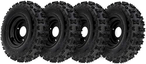4 Pack 4.10-6 Tubeless Tires with 6" Wheel Rims for Go Kart, ATV, Quad, Mini Bike, Scooter, Drift Trike, Lawn Mower, Garden Tractor, Snow Blower,