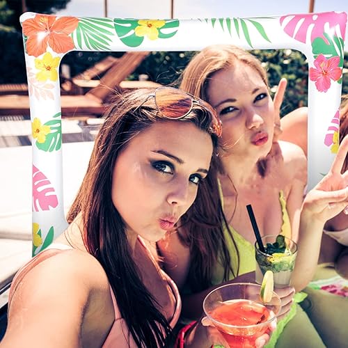 Miniatura 3 de PRETYZOOM Decoración de verano para fiesta hawaiana inflable para cabina de fotos hawaiana, marco de fotografía inflable, marco de cabina de fotos,