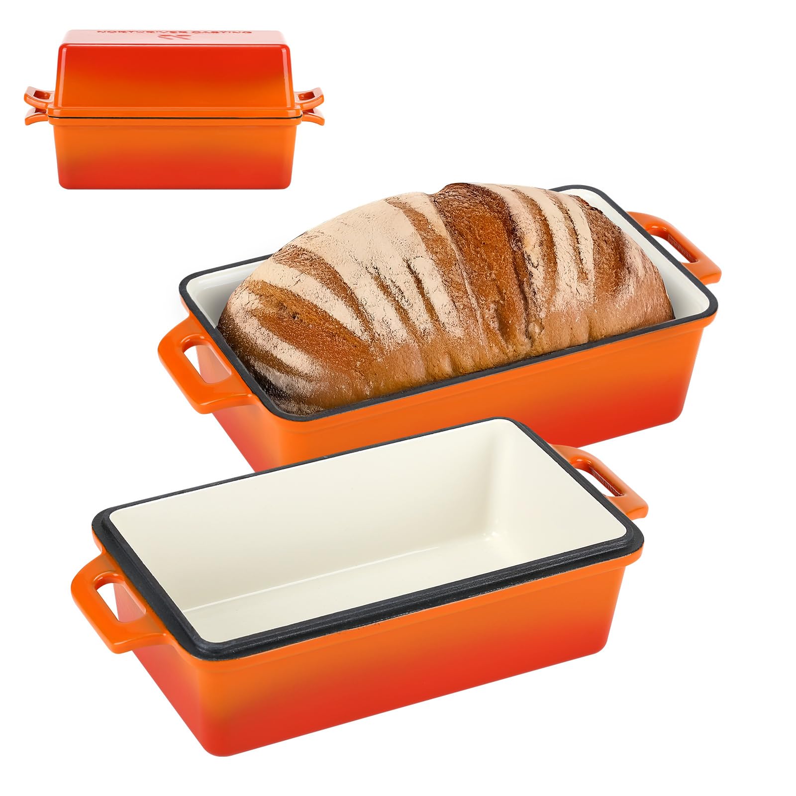 Northriver Casting Enameled Cast Iron Loaf Pan with Lid
