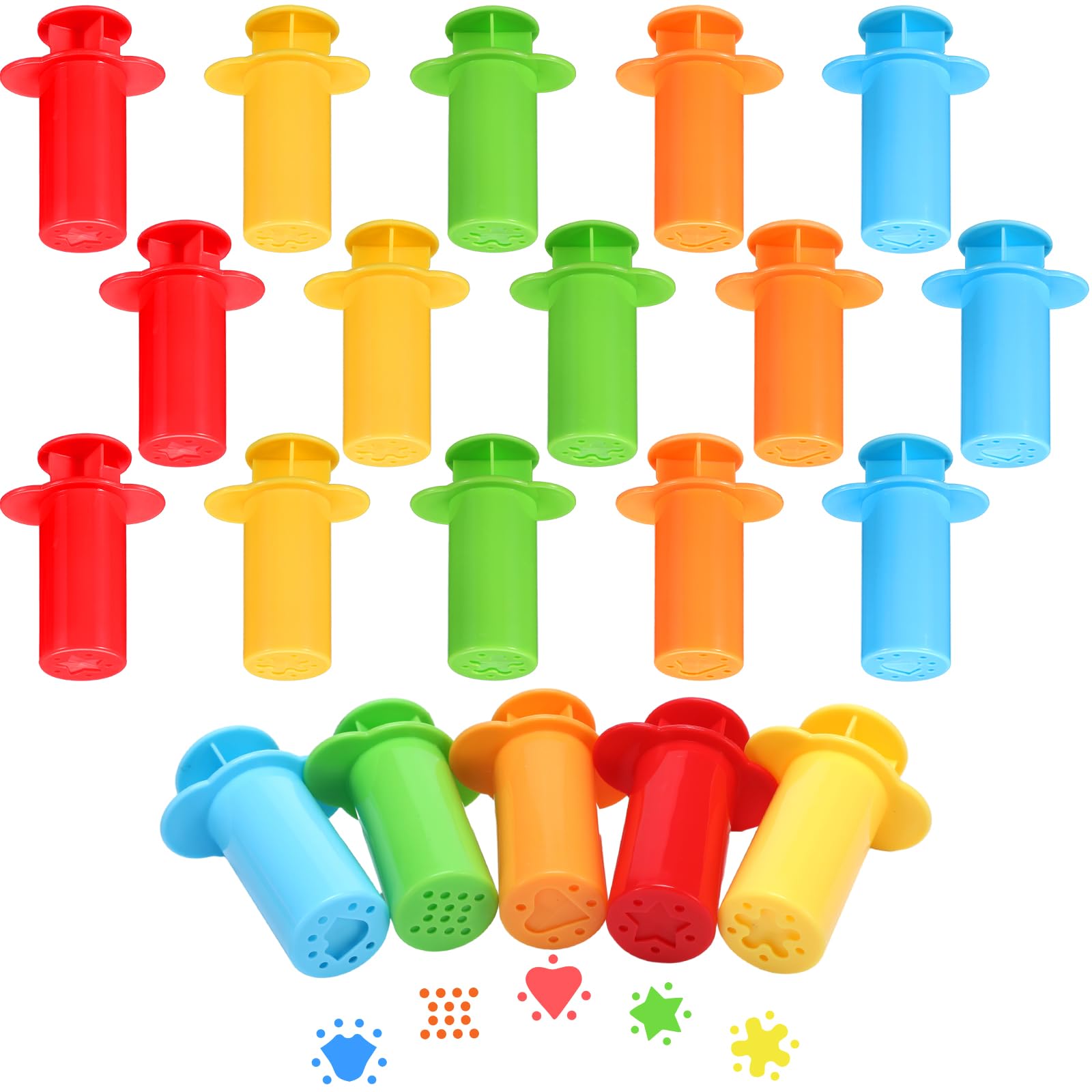 Arrowbash 20 Pcs 5 Patterns Play Dough Extruders Set Assorted Designs Play Tools Toys Accessories for Clay Dough, Assorted Colors