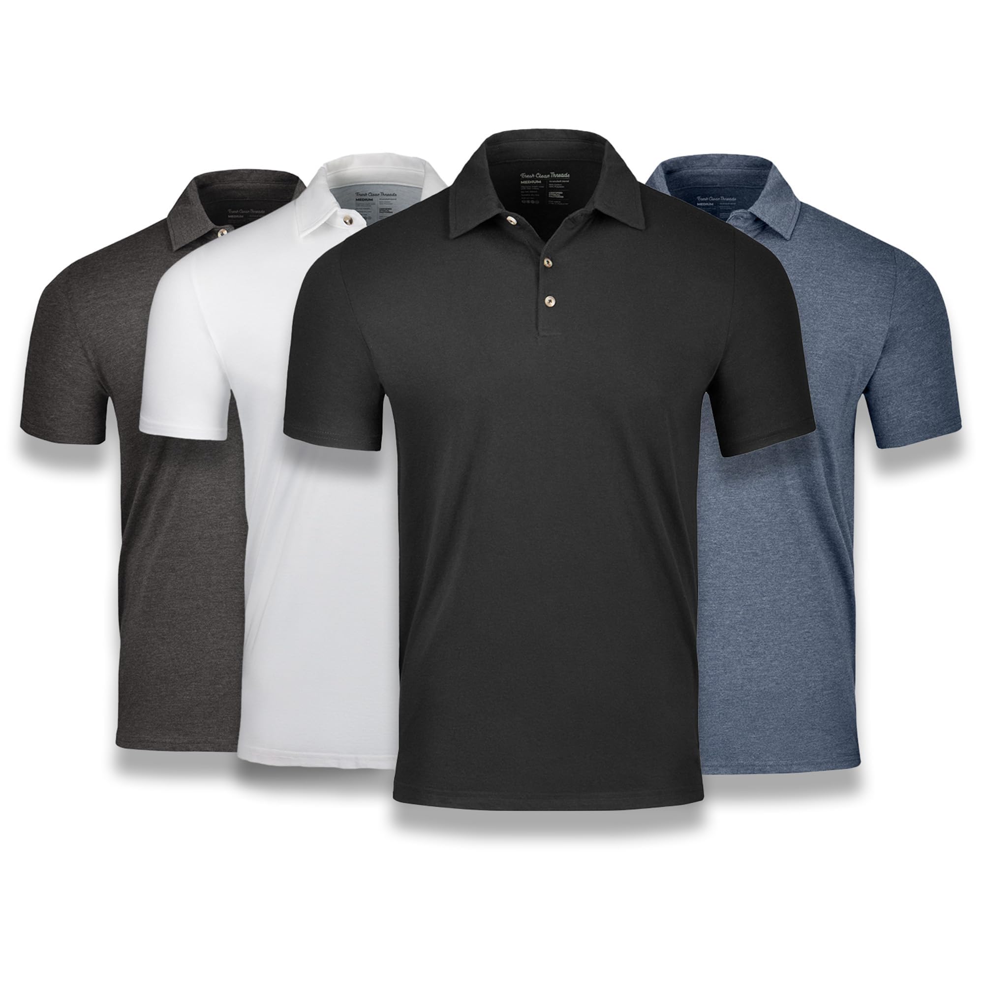 Fresh Clean Threads Variety Pack Poloshirt für Herren – weiches und passgenaues Herren-Poloshirt – weiche Baumwoll-Polyester-Mischung, vorgeschrumpft, Premium-Poloshirt