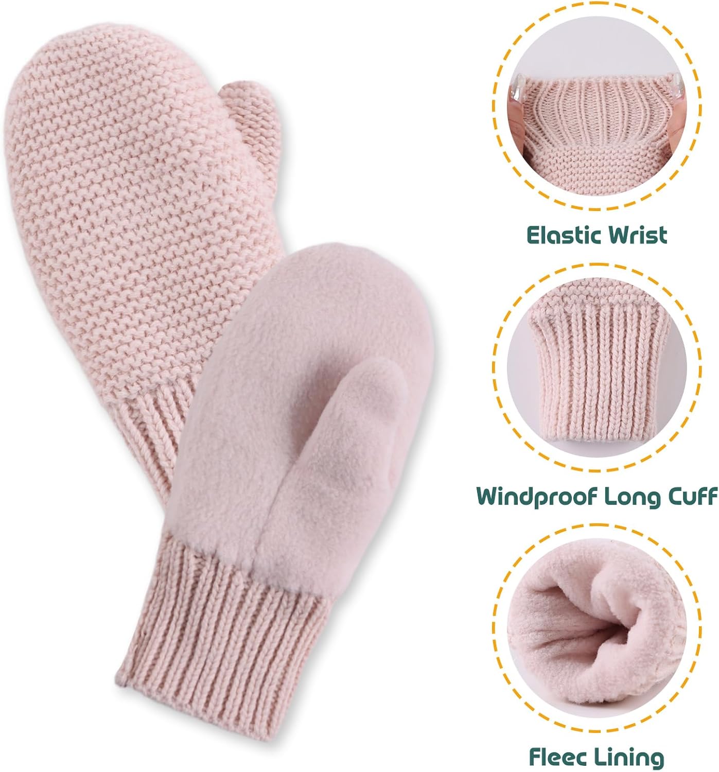 Basic Winter Baby Beanie Gloves Boys Girls Knitted Hat Pompom Kids Earflap Hats Warm Infant Toddler Beanie Mittens Set - Image 5