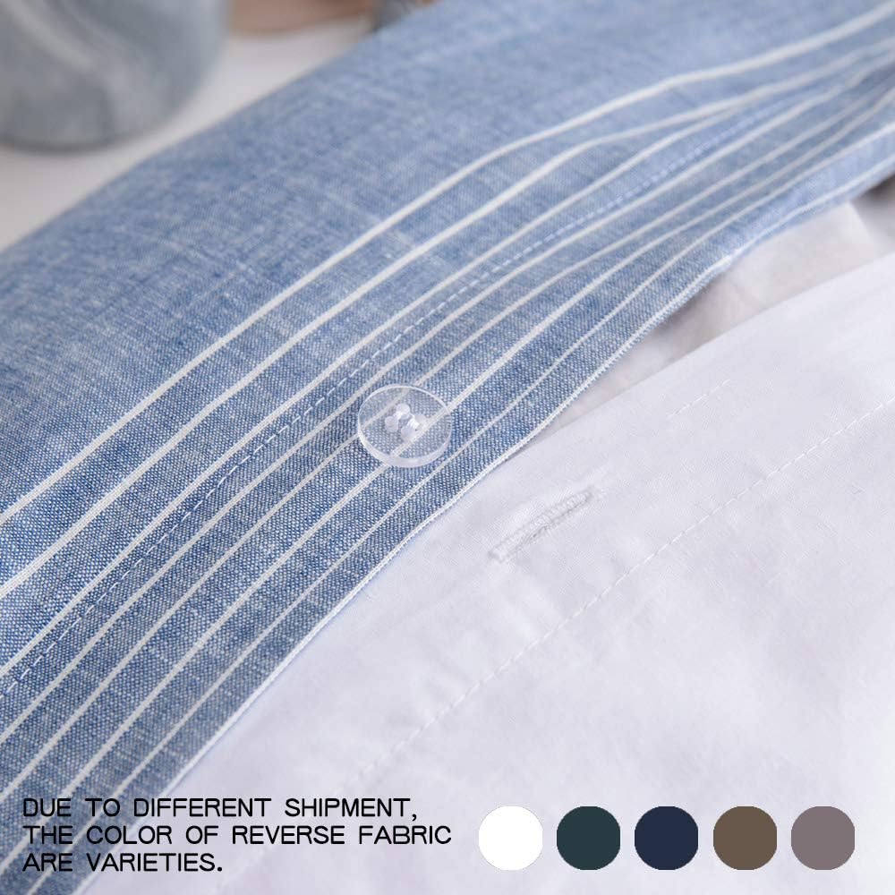 Greatest Product Merryfeel Cotton Duvet Cover Set King Size,100% Cotton Yarn Dyed Textured Stripe Duvet Cover Set with Button Closure,3 Pieces Bedding Set -- Blue Black Friday Clearance Merryfeel Cotton Duvet Cover Set King Size,100% Cotton Yarn Dyed Textured Stripe Duvet Cover Set with Button Closure,3 Pieces Bedding Set -- Blue