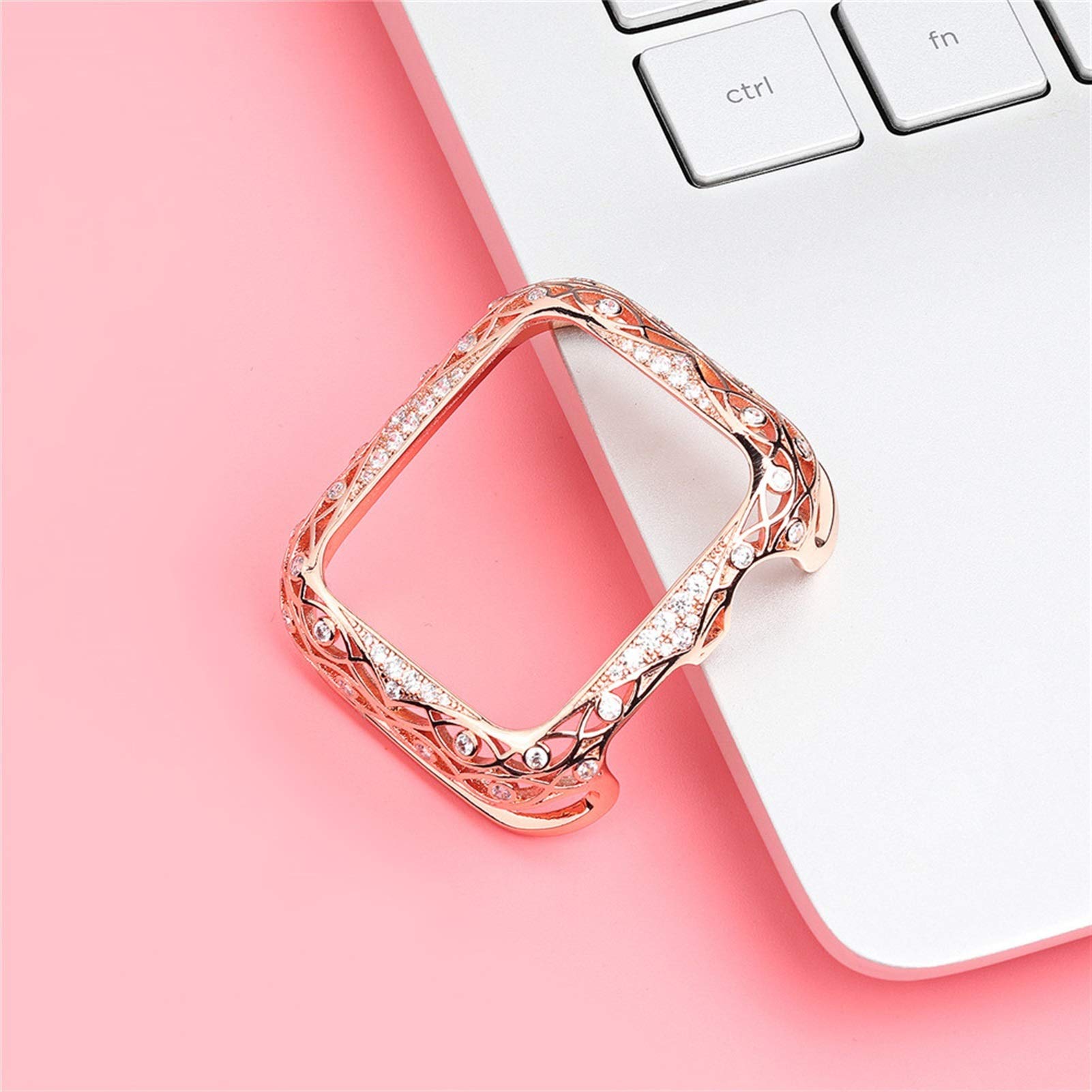 Luxuriöse Schutzhülle für Apple Watch für Damen, Metall, geschnitzt, 38 mm, 40 mm, 42 mm, 44 mm, 41 mm, 45 mm, Schutzhülle 7/SE/6/5/4/3/2/1, Diamant-Uhrengehäuse