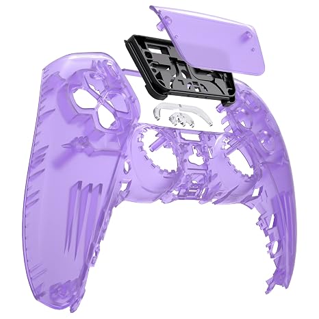 eXtremeRate Clear Atomic Purple Touchpad Front Top Shell Compatible with ps5 Controller BDM-010 020 030 040 050, DIY Replacement Shell Custom Touch Pad Cover Compatible with ps5 Controller
