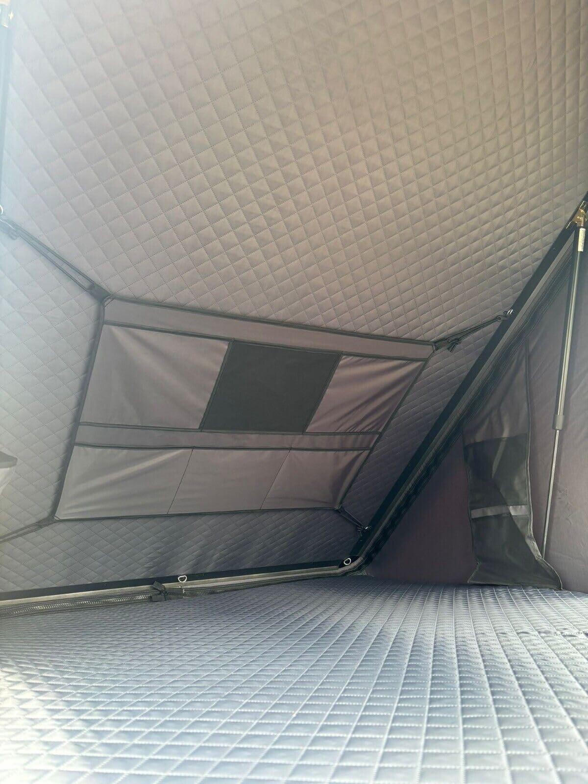 Tente de toit de voiture en aluminium rigide noir/gris LED, isolation, support avec voile d'ombrage en option