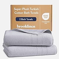 Brooklinen Super-Plush Turkish Cotton Bath Towels, Set of 2, 820 GSM, 30x58 Smoke Grey - Luxuriously Soft & Durable