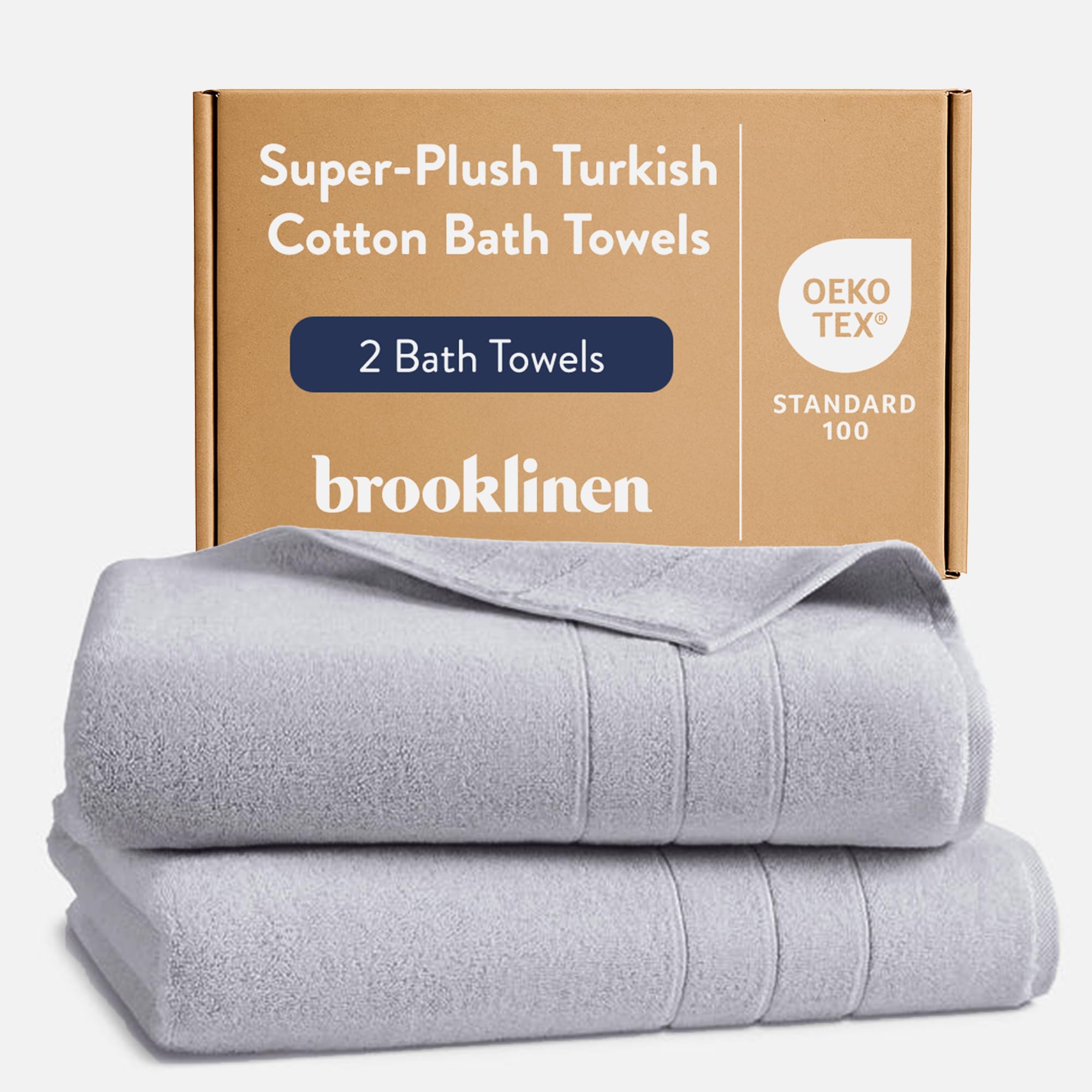 Brooklinen Super-Plush Bath Towels - Set of 2, Smoke Gray, 100% Cotton | Best Luxury Spa Towels