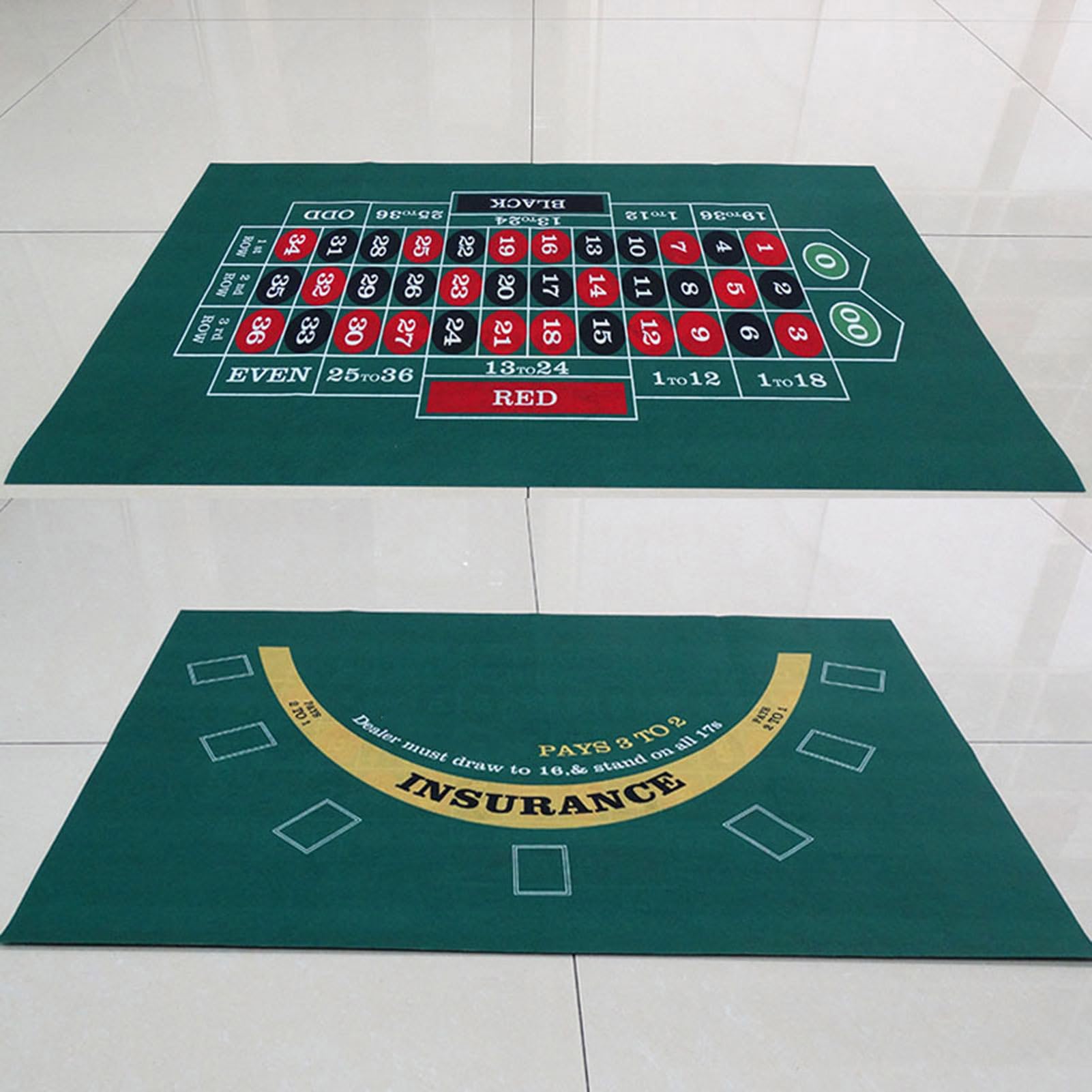 Générique Blackjack aus Filz – Rollmatte aus Vliesstoff | leichtes Pokerbrett mit langlebigen Kanten | Craps Blackjackk für Spiele überall