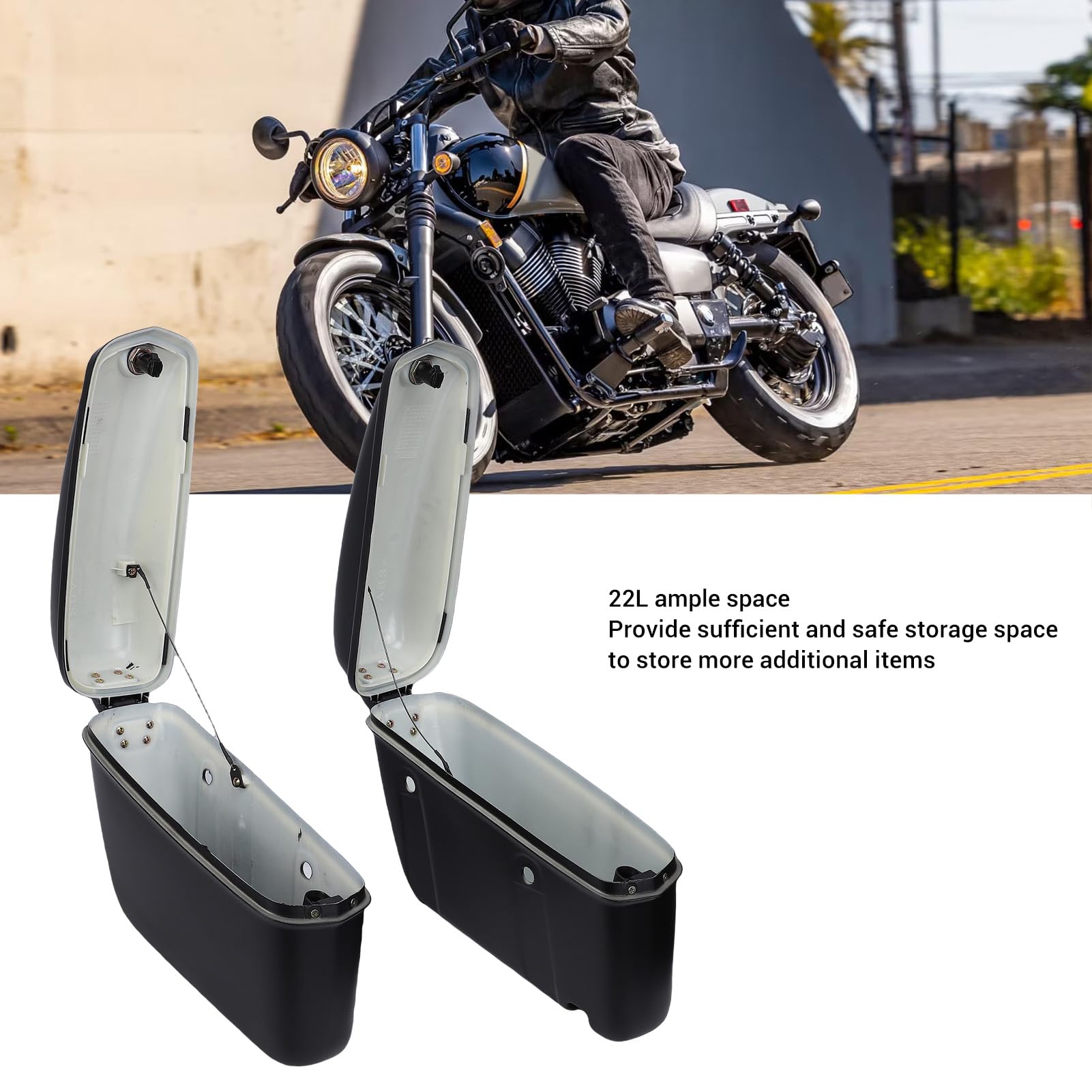 Twarde Sakwy Motocyklowe Wytrzymałe Torby Boczne ABS o Pojemności 22 L z Zamkiem do Bezpiecznego Przechowywania dla Kierowców